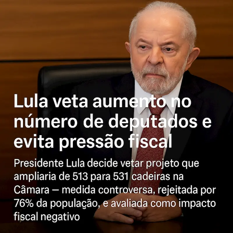 Lula veta aumento no número de deputados e evita pressão fiscal