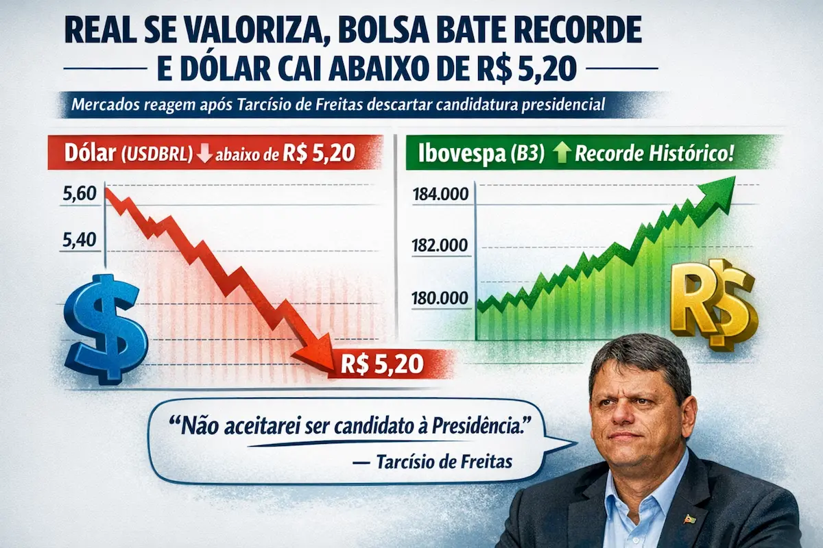 O “Efeito Tarcísio” no Mercado: Por que a desistência do governador fez o dólar despencar e a Bolsa voar? O “Efeito Tarcísio” no Mercado: Por que a desistência do governador fez o dólar despencar e a Bolsa voar?